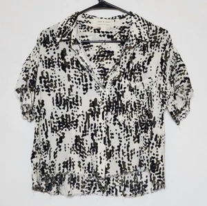 Cloth & Stone Womens M Lightweight Blouse Top Raw Hem Button Up Shirt Pocket - Picture 1 of 6