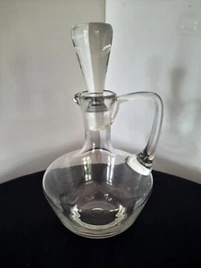 Vintage Retro MCM 1970,s Clear Glass Decanter /Wine Jug With Handle - Picture 1 of 8