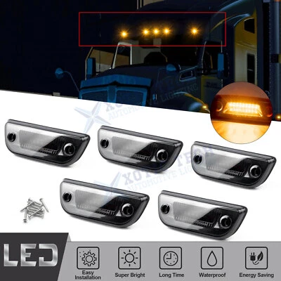 Conjunto de luces marcadoras LED ámbar ahumado para techo Kenworth T680 T880 Foto 1 de 4