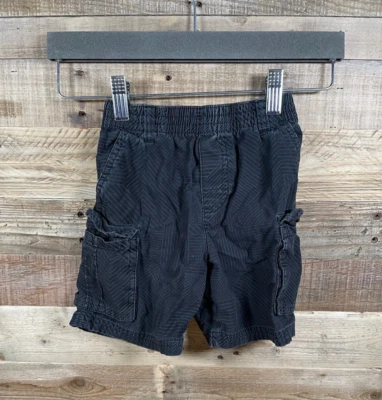 Pantalones Cortos Garanimals Negro Gris Rayas Niños (3T) Bolsillos Carga 100% Algodón Foto 1 de 3