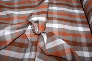 1 Metre - ORANGE CHECK Cotton Fabric, Mid Weight, 148cm Wide - Picture 1 of 7
