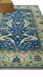 Hand Knotted Oriental Oushak Blue, Ivory And Olive Rug 6x9 ft  | CP238669 - Picture 1 of 10