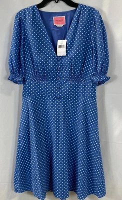 Vestido para mujer Kate Spade azul a lunares talla 8 nuevo con etiquetas Foto 1 de 4