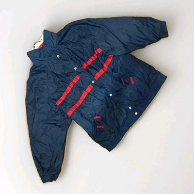 Vintage M Current Seen Reversible Jacket Red Navy Blue Windbreaker 80s 90s Style - Image 1 of 4