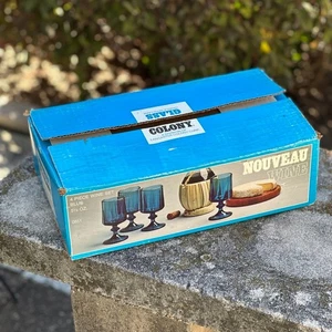 Colony Nouveau Blau Weingläser 5,5 oz 4er Set | Vintage 10688 0851 | Neu - Bild 1 von 13