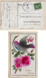 Oregon Postmark: Shaw September 9 1912; DPO SI 2; Happy Birthday - Embossed Bird - Bild 1 von 1