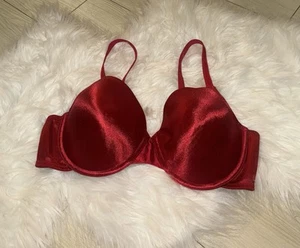 Vintage Sears Shiny Satin Lined Underwire Bra Womens 38C Red New - Picture 1 of 6