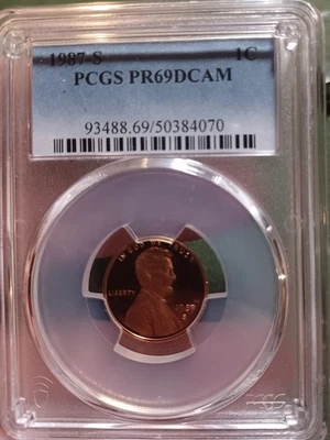 1987 S P69 Deep Cam 1 Cent Lincoln Cent NGC Great Coin Free Ship - Image 1 of 2