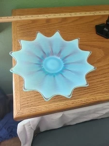 Auffallende Fostoria schimmernd blau Erbstück Glas Starburst 12 Punkt Schale 10" - Bild 1 von 4