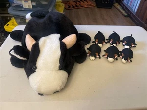 Vintage Cow Plush Mom & Babies Front Street Bijou Enterprises Zipper Tummy - Picture 1 of 12