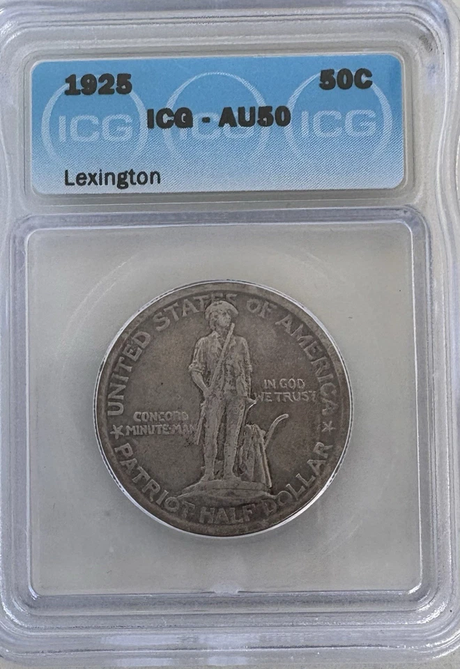 1925 Lexington Commemorative Silver Half Dollar 50C About Uncirculated ICG AU50 - Image 1 of 4