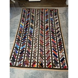 VTG Native American Stacked Bricks Scraps Collectible Quilt - Hand Quilted 86x59 - Picture 1 of 16