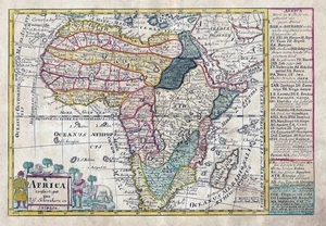 Mappa Dell'Africa Continentale Incisione Schreiber 1750 - Picture 1 of 1