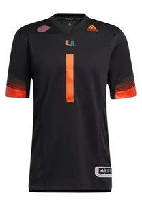 Adidas #1 Miami Hurricanes Men Size Large Premier Strategy Football Black Jersey - Picture 1 of 23