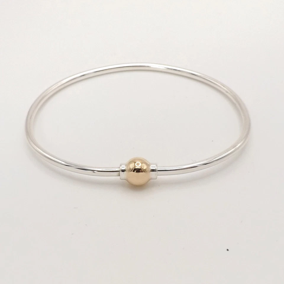 Cape Cod Sterling Silver 14k Gold Ball Bangle Bracelet 7in New - Image 1 of 4