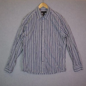 Country Road Mens Shirt L Slim Fit Blue White Stripe Long Sleeve Cotton - Photo 1/9