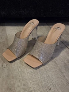 Tacones altos transparentes Bisou & Bisou talla 7,5 con correa brillante - Imagen 1 de 7