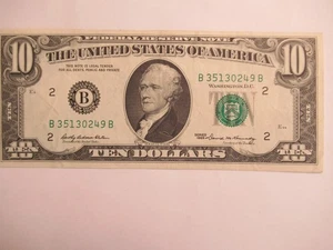 1969 $10 Note, FRN, AU, New York - Picture 1 of 6
