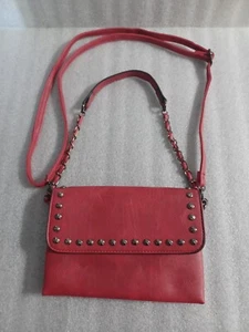 Sam & Hadley borsa a mano con borchie/borsa a tracolla in pelle rossa - Foto 1 di 12