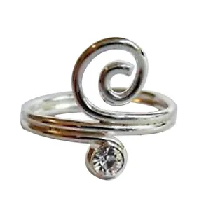 Sterling Silver (925) Adjustable Clear Stone Spiral Toe  Ring !!      New !! - Picture 1 of 1