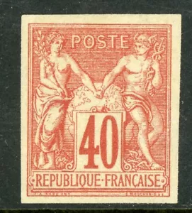 France Colony 1877 General Issues 40¢ Vermillion Type 1 Sc# 27 Mint H566 - Picture 1 of 6