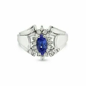 LeVian 14K White Gold Tanzanite Diamond 1.04 cts Ring Size 6.5 - Picture 1 of 7