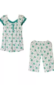 Women's Pajamas Set Sleepwear 2 Pieces, Shirts and Capri Pants Size M - Picture 1 of 3