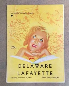 UNIVERSITY OF DELAWARE @ LAFAYETTE COLLEGE (PA) COLLEGE FOOTBALL PROGRAM - 1951 - Picture 1 of 1