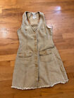Sadie & Sage Denim Dress Jumper Size Small Tan Denim Button-Up Front Pockets