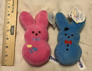 Set of 2 PEEPS Cotton Candy Scented Bunny Plush 6" PINK & BLUE Easter 2022 - Picture 1 of 2
