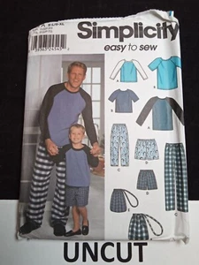 SIMPLICITY UNCUT Pattern 9499 Boys Mens S-L/S-XL Loungewear Pants Shorts Top Bag - Picture 1 of 8