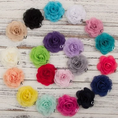Chiffon Petals Poppy Fabric Hair Flowers For Hair Accessorie Hair Clips 30pcs - Image 1 of 4