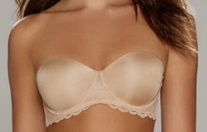 CALVIN KLEIN Seductive Comfort Lace Strapless Convertible Nude Push Up Bra - Picture 1 of 13