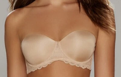 CALVIN KLEIN Seductive Comfort Lace Strapless Convertible Nude Push Up Bra - Image 1 of 4