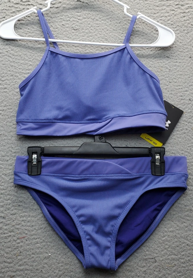 Conjunto de bikini Under Armour de 2 piezas para mujer talla 16 púrpura acanalado elástico traje de baño Foto 1 de 4