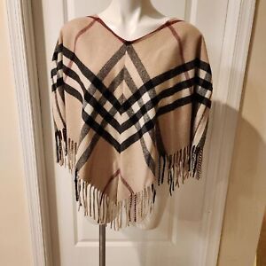 Burberry cashmere shawl, cape, poncho, Nova Check pattern, brown plaid