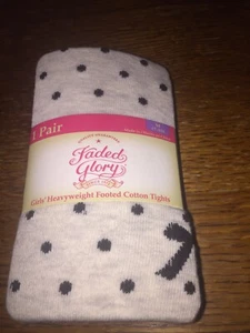 NIP Faded Glory Girls HeavyWeight TIGHTS Childrens Sz 7-10 Stalking Grey Blk Dot - Picture 1 of 3