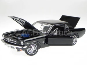 Ford Mustang Coupe 1964 1/2 black diecast model car 12519 Welly 1/18 - Picture 1 of 7