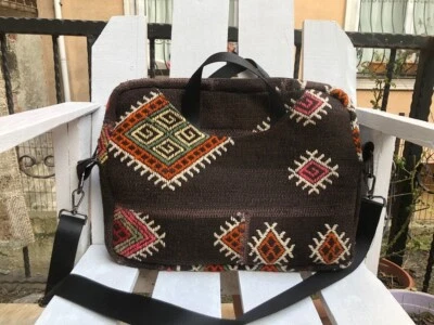 Bolso para portátil, bolso Kilim, 18'0x14'0 inc, bolso de lana Kilim, bolso de mano turco vintage. Foto 1 de 4