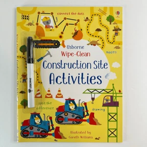 NEW Usborne Wipe-Clean Construction Site Activities book-Clean Pages/Pen - Picture 1 of 9