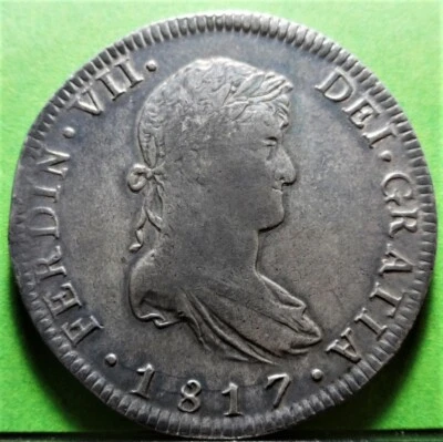 FERNANDO VII, 8 Reales, 1817, MÉXICO -JJ, Plata, COLONIAL ESPAÑOL Foto 1 de 2