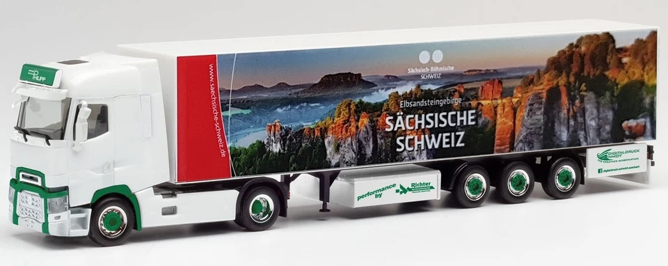 HERPA - RENAULT T 4x2 con remolque 3 ejes SÄCHSISCHE SCHWEIZ - 1/87 - HER311861 Foto 1 de 1