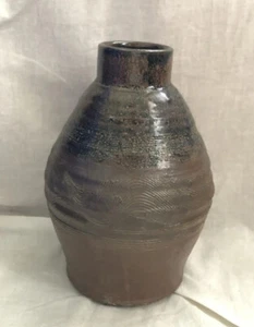 1980 DAVID SALLY AMERICAN ART STUDIO POTTERY BROWN GLAZE EARTHENWARE VASE  - Picture 1 of 8
