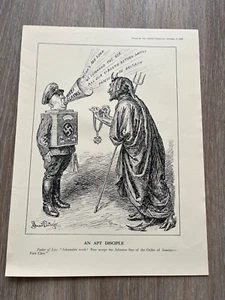 1939 punch cartoon print - an apt disciple . nazi claims - Picture 1 of 2