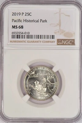 2019 P War In Pacific Historical Park Quarter NGC MS 68 Gem Coin 25C - Image 1 of 2