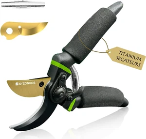 Secateurs, Premium Titanium Garden Pruning Shears, Gardening Scissors, Bypass, E - Picture 1 of 12