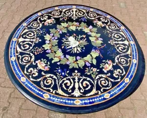 42" Black Marble center Table Top Pietra Dura Inlay Art Home Decor - Picture 1 of 9