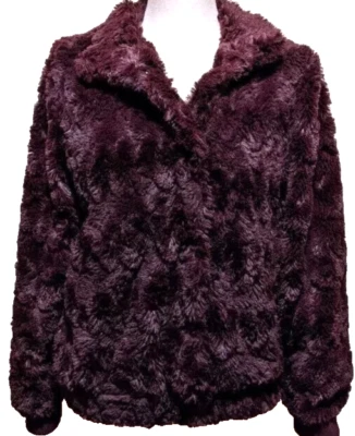 Sanctuary женщин Bugundy/искусственного меха куртка темно шираз вино вечернее пальто ~ L - Изображение 1 из 4