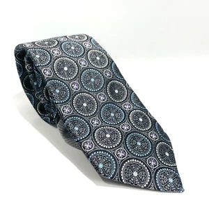 Samuelsohn Mens Silk Neck Tie Made in Italy Gray Multi Print - Picture 1 of 9