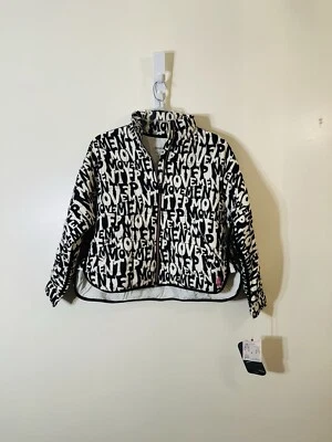 Free People Movement Pippa Chaqueta acolchada con estampado de logotipo negra blanca NUEVA CON ETIQUETAS S Foto 1 de 4